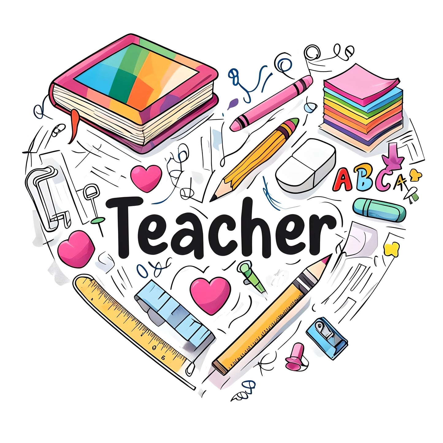 Teacher Appreciation Heart: School Supplies Design