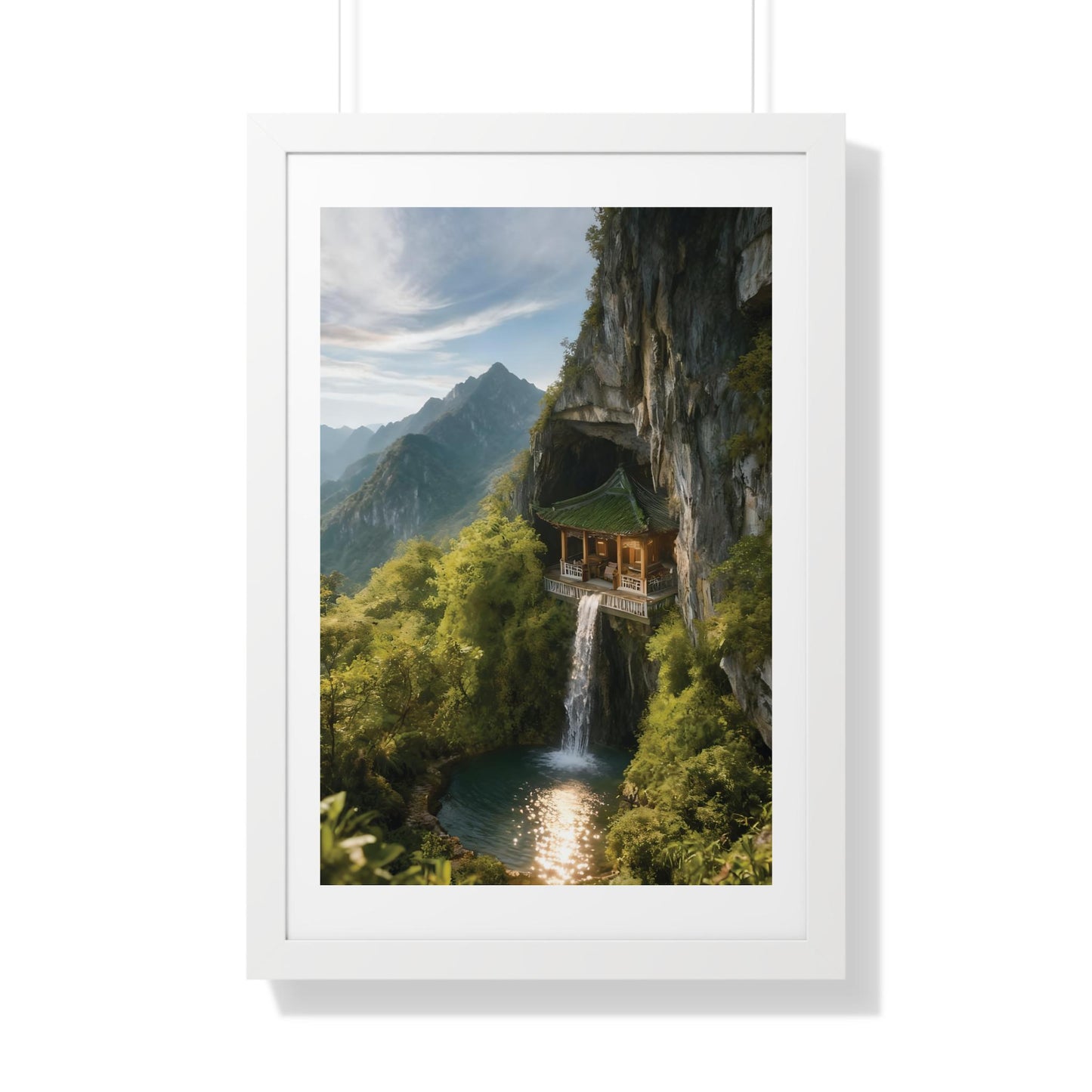 Mountain Retreat Framed Poster | Nature Wall Art, Home Decor, Gift for Nature Lovers, Tranquil Living Space, Landscape Print
