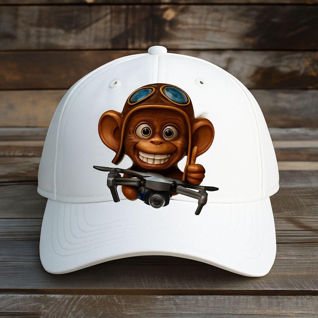 Happy Pilot Monkey with Drone Sticker
