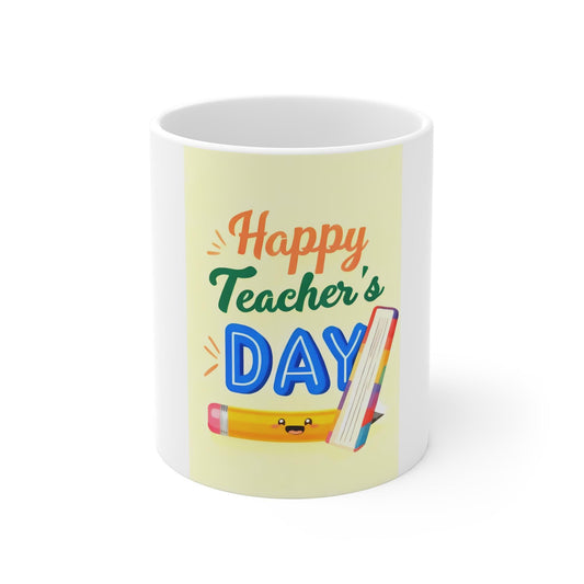 Happy Teacher's Day Mug, Cute Teacher Gift, Coffee Cup for Educators, Back to School Present, Appreciation Gift for Teachers