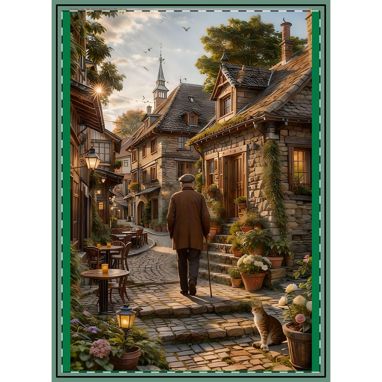 Charming Woven Wall Tapestry - Rustic Village Scene, Home Decor, Boho Aesthetic, Gift for Nature Lovers, Cozy Atmosphere