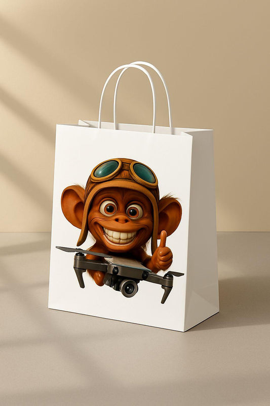 Happy Pilot Monkey with Drone Sticker