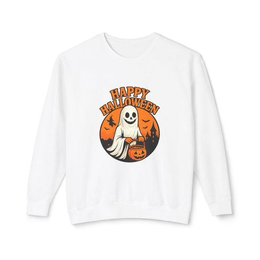 Happy Halloween Unisex Lightweight Crewneck Sweatshirt, Fall Fashion, Halloween Gift, Cozy Sweater, Casual Wear, Holiday Apparel