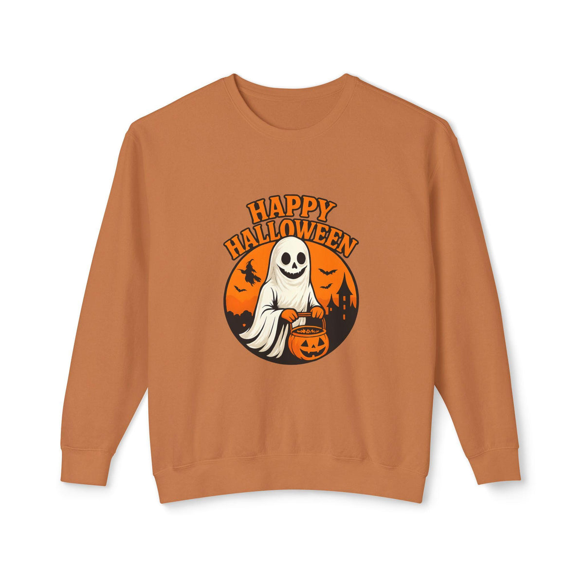 Happy Halloween Unisex Lightweight Crewneck Sweatshirt, Fall Fashion, Halloween Gift, Cozy Sweater, Casual Wear, Holiday Apparel