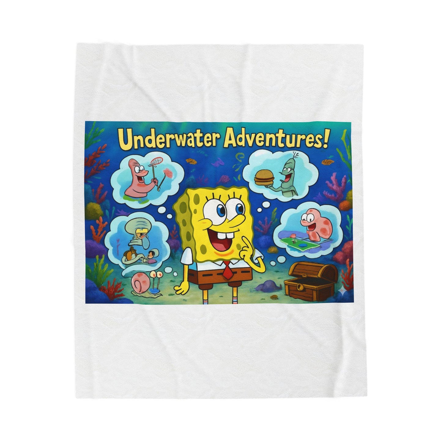 SpongeBob Underwater Adventures Plush Blanket | Cozy Kids Throw, Fun Nursery Decor, Cartoon Gift, Soft Couch Cover, Beach Vibes