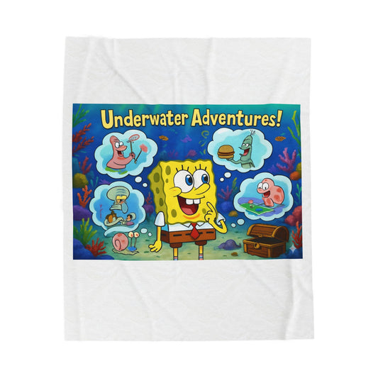 SpongeBob Underwater Adventures Plush Blanket | Cozy Kids Throw, Fun Nursery Decor, Cartoon Gift, Soft Couch Cover, Beach Vibes