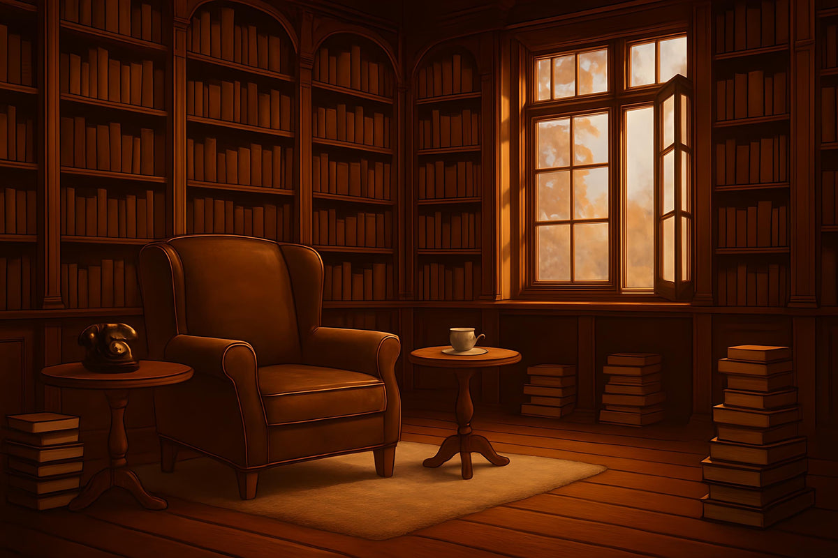 Cozy Library Reading Nook Illustration
