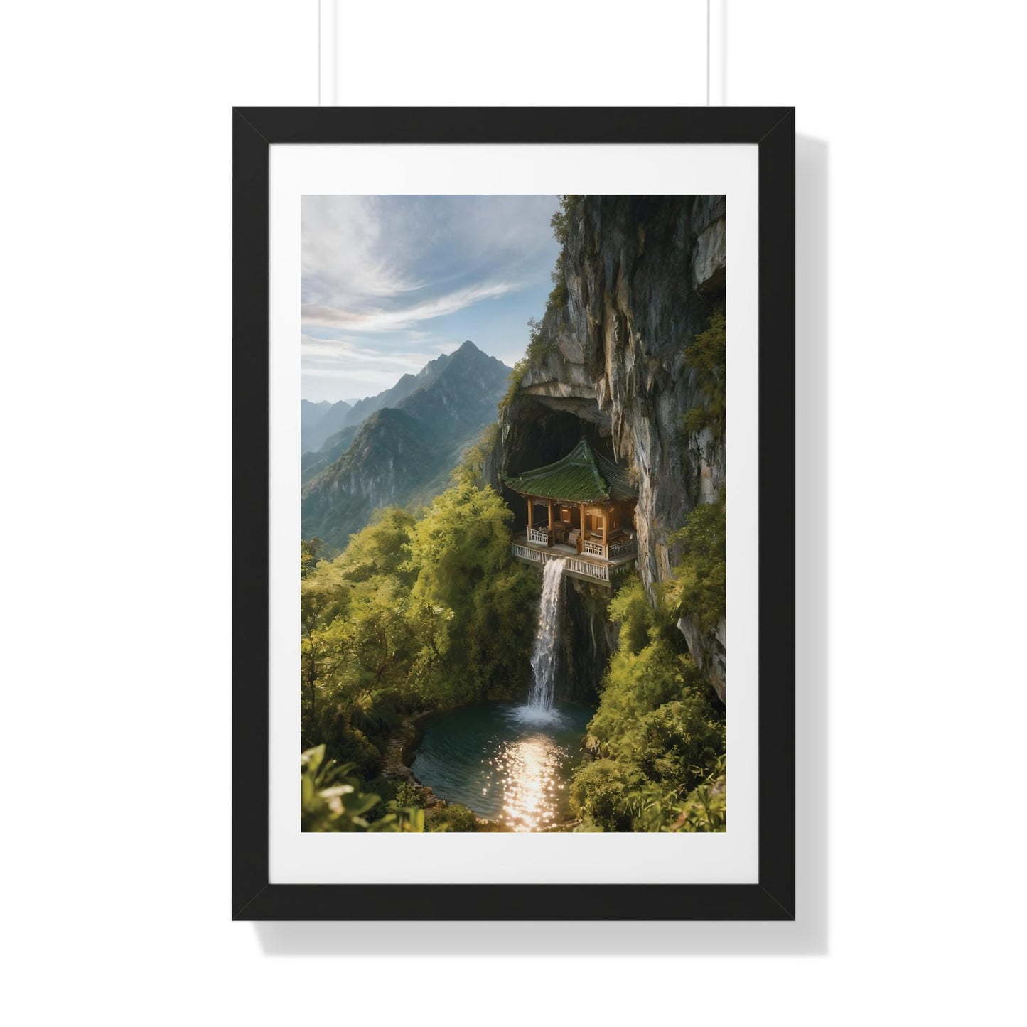 Mountain Retreat Framed Poster | Nature Wall Art, Home Decor, Gift for Nature Lovers, Tranquil Living Space, Landscape Print