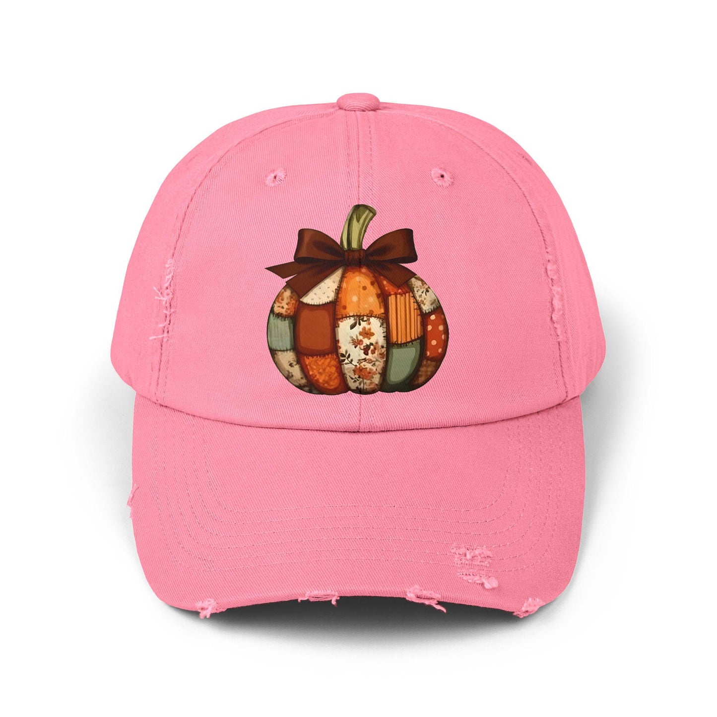 Autumn Pumpkin Distressed Cap, Fall Fashion Hat, Thanksgiving Gift, Casual Outdoor Cap, Cute Pumpkin Patch Accessory