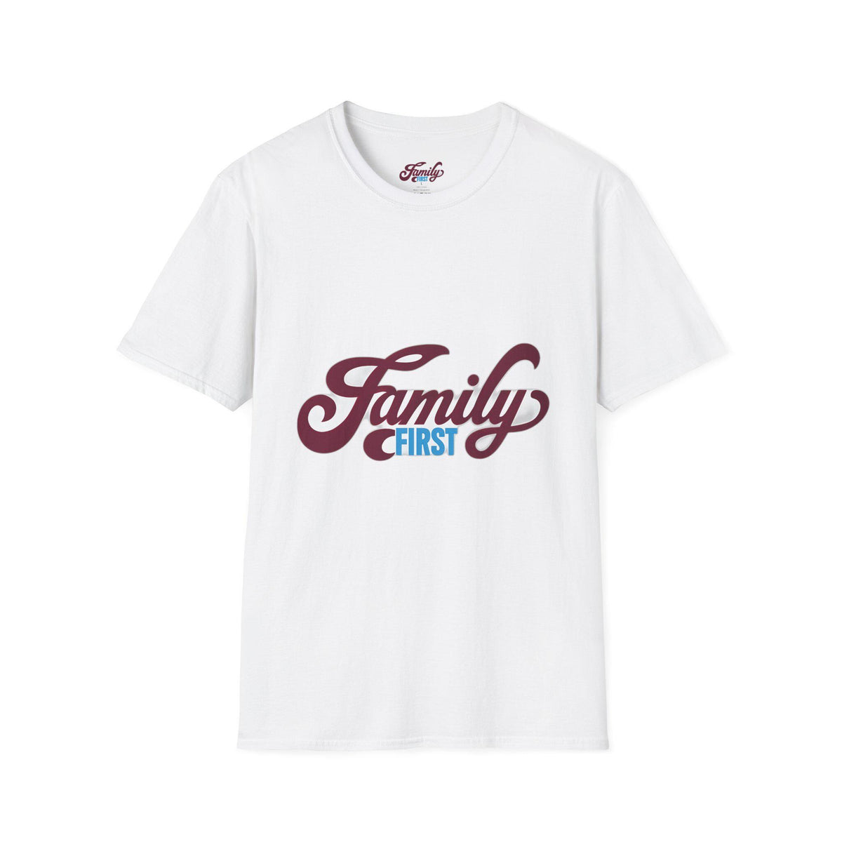 Family First Unisex Softstyle T-Shirt, Family Reunion Shirt, Gift for Parents, Comfortable Casual Wear, Ideal for Holidays, Family Events