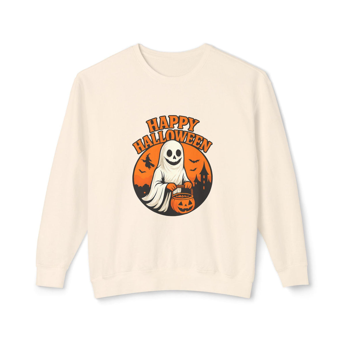 Happy Halloween Unisex Lightweight Crewneck Sweatshirt, Fall Fashion, Halloween Gift, Cozy Sweater, Casual Wear, Holiday Apparel