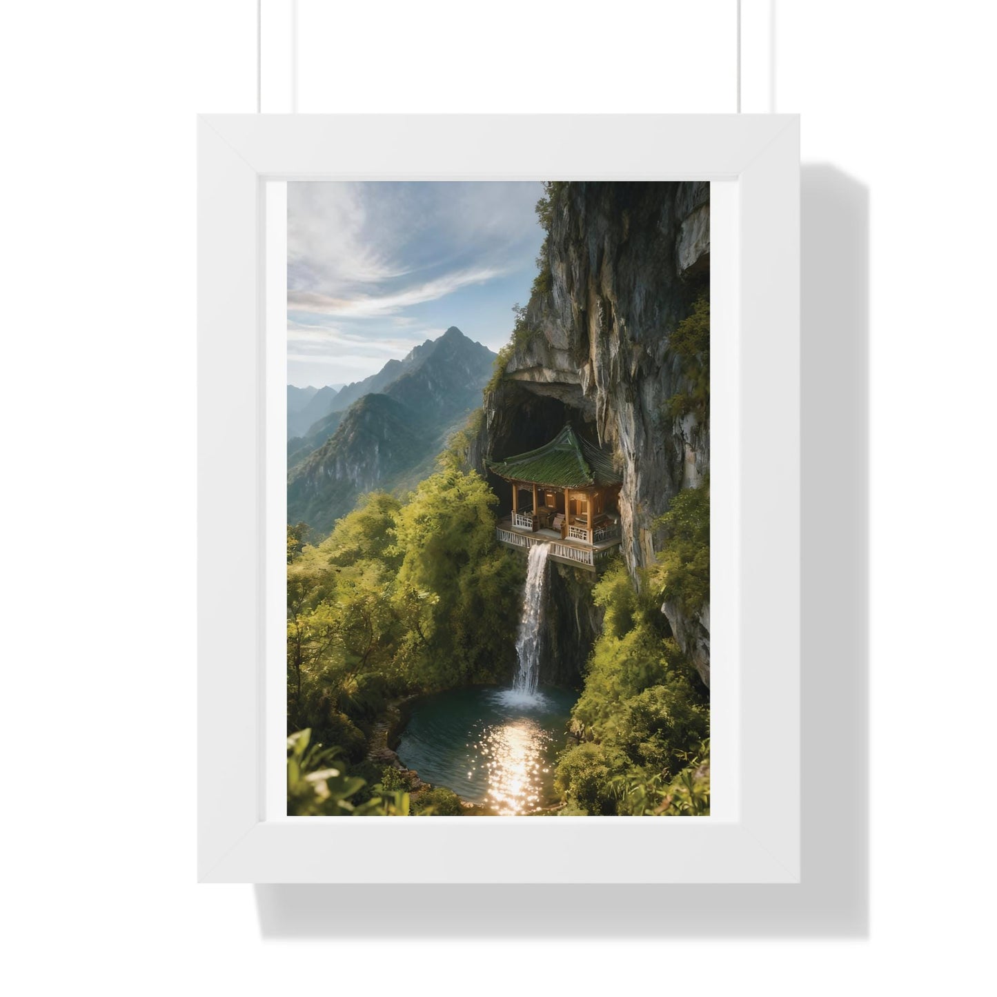 Mountain Retreat Framed Poster | Nature Wall Art, Home Decor, Gift for Nature Lovers, Tranquil Living Space, Landscape Print