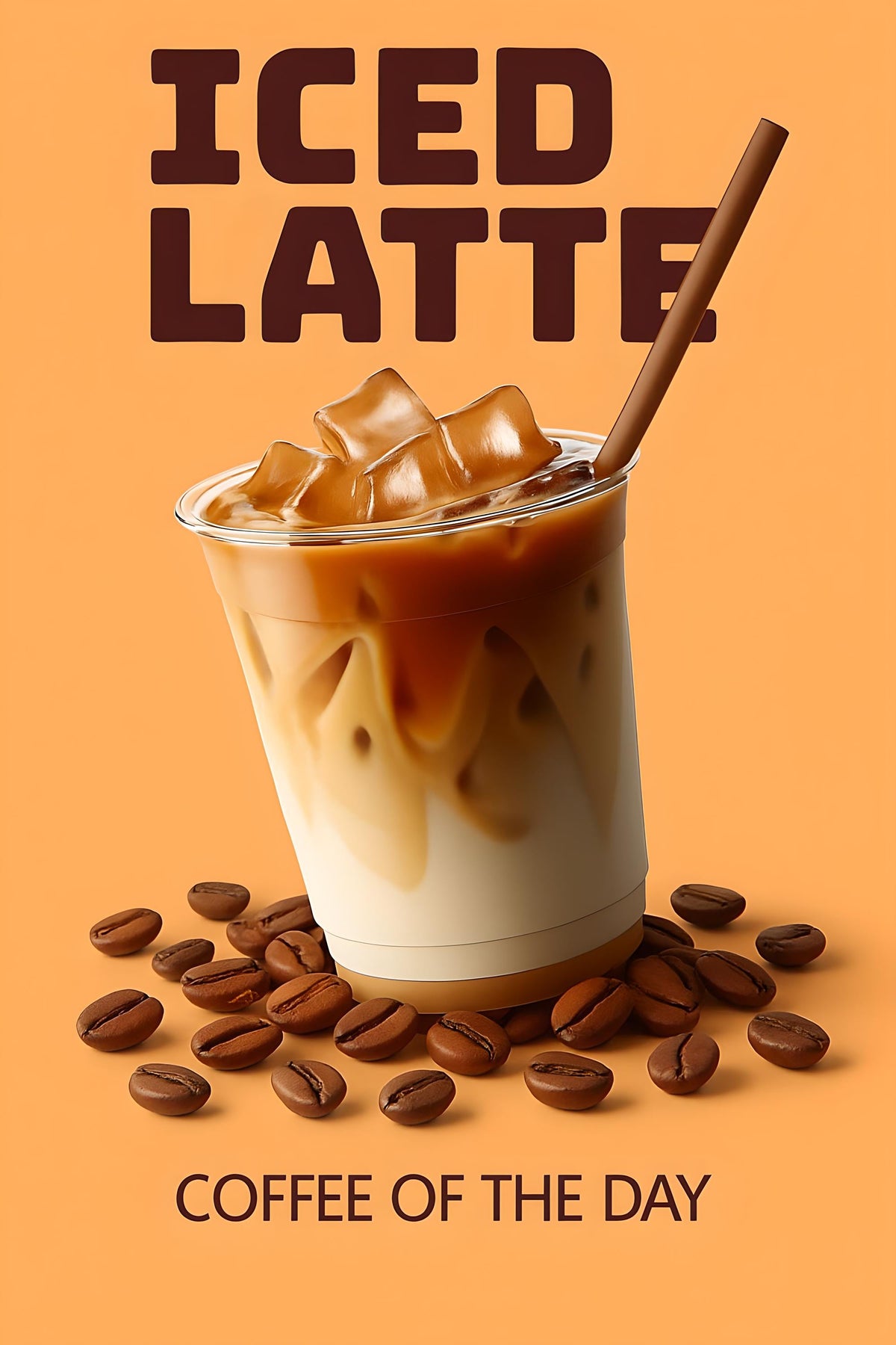 High-Quality Iced Latte Digital Promo - "Coffee of the Day"