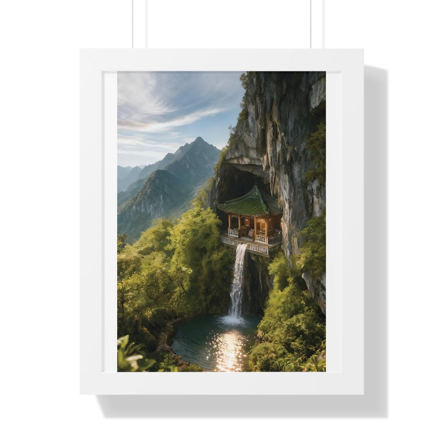 Mountain Retreat Framed Poster | Nature Wall Art, Home Decor, Gift for Nature Lovers, Tranquil Living Space, Landscape Print