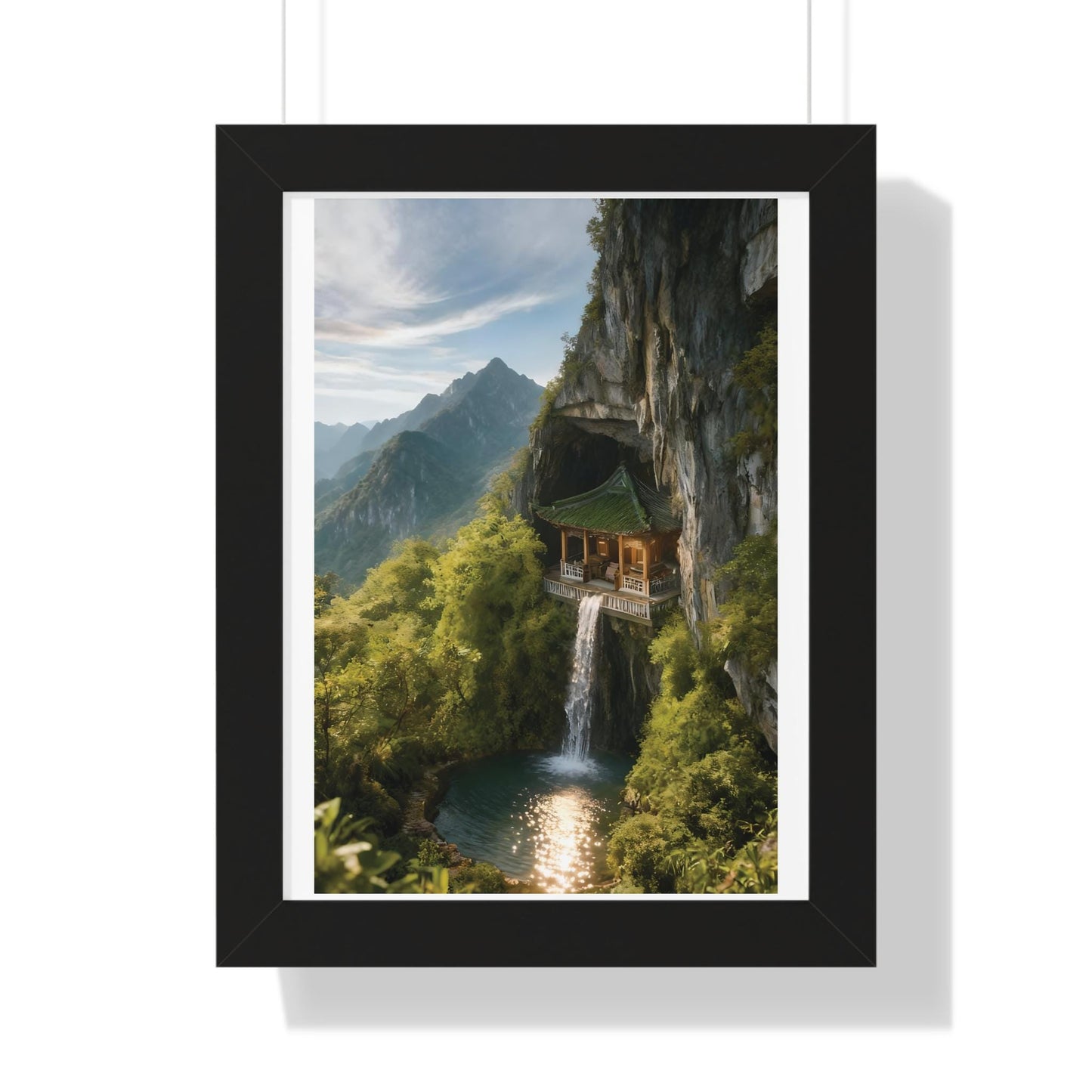 Mountain Retreat Framed Poster | Nature Wall Art, Home Decor, Gift for Nature Lovers, Tranquil Living Space, Landscape Print