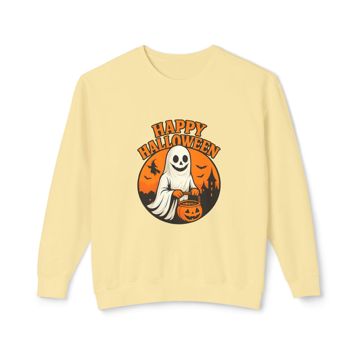 Happy Halloween Unisex Lightweight Crewneck Sweatshirt, Fall Fashion, Halloween Gift, Cozy Sweater, Casual Wear, Holiday Apparel