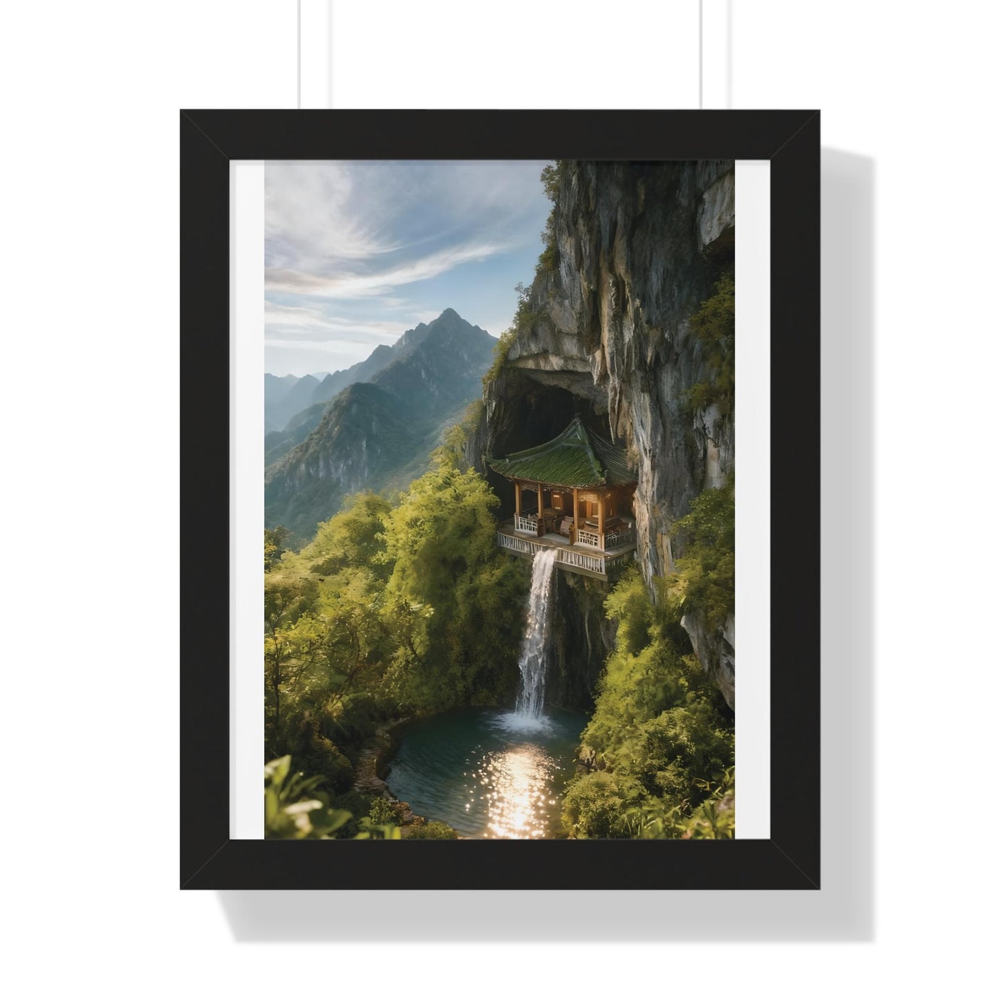 Mountain Retreat Framed Poster | Nature Wall Art, Home Decor, Gift for Nature Lovers, Tranquil Living Space, Landscape Print