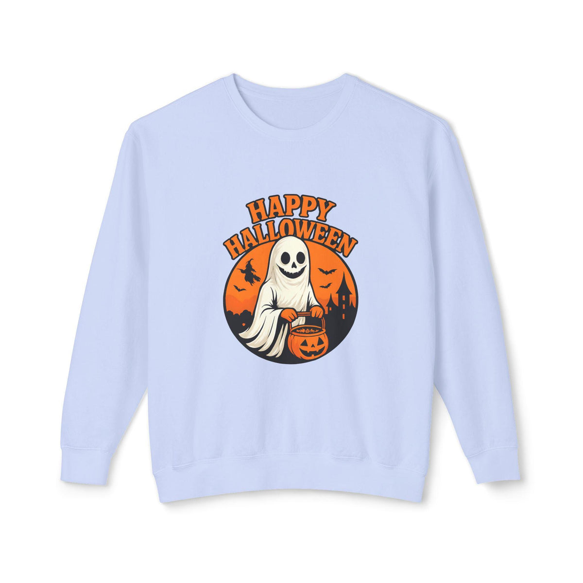 Happy Halloween Unisex Lightweight Crewneck Sweatshirt, Fall Fashion, Halloween Gift, Cozy Sweater, Casual Wear, Holiday Apparel