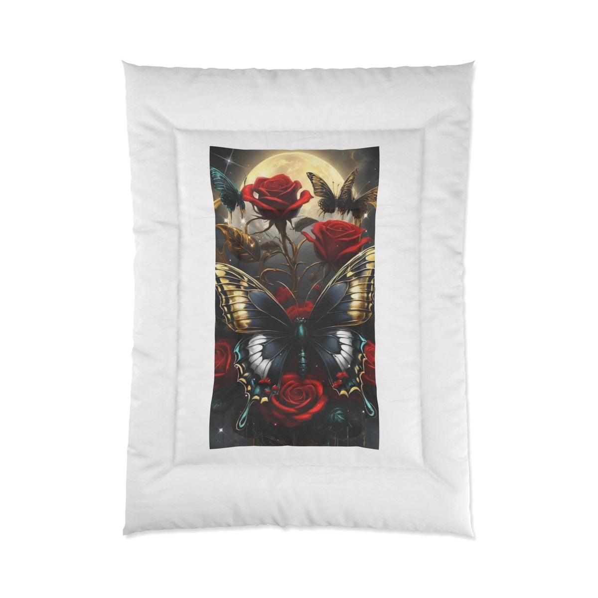 Enchanted Midnight Garden: Butterfly & Rose Comforter