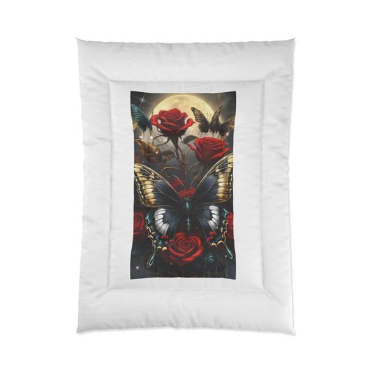 Enchanted Midnight Garden: Butterfly & Rose Comforter