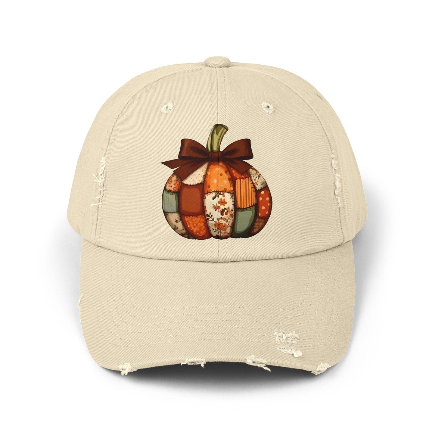 Autumn Pumpkin Distressed Cap, Fall Fashion Hat, Thanksgiving Gift, Casual Outdoor Cap, Cute Pumpkin Patch Accessory