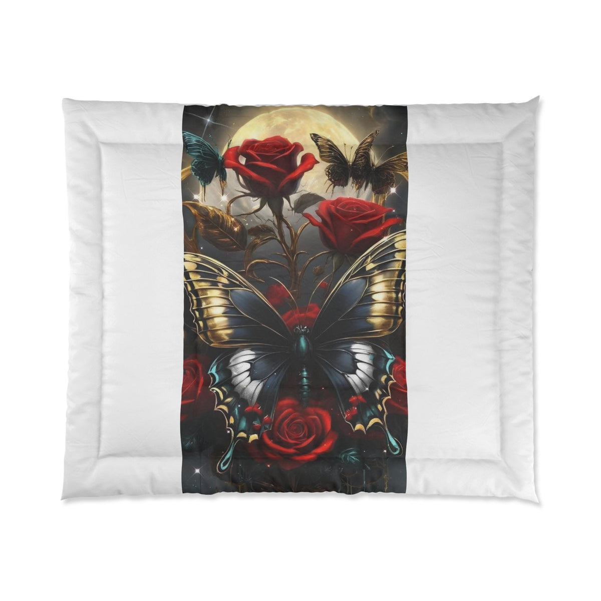 Enchanted Midnight Garden: Butterfly & Rose Comforter