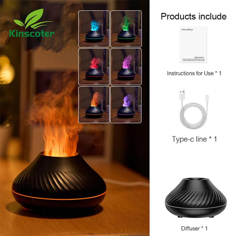 Kinscoter Flame Aroma Diffuser 130 ml | Vlameffect & Sfeerverlichting
