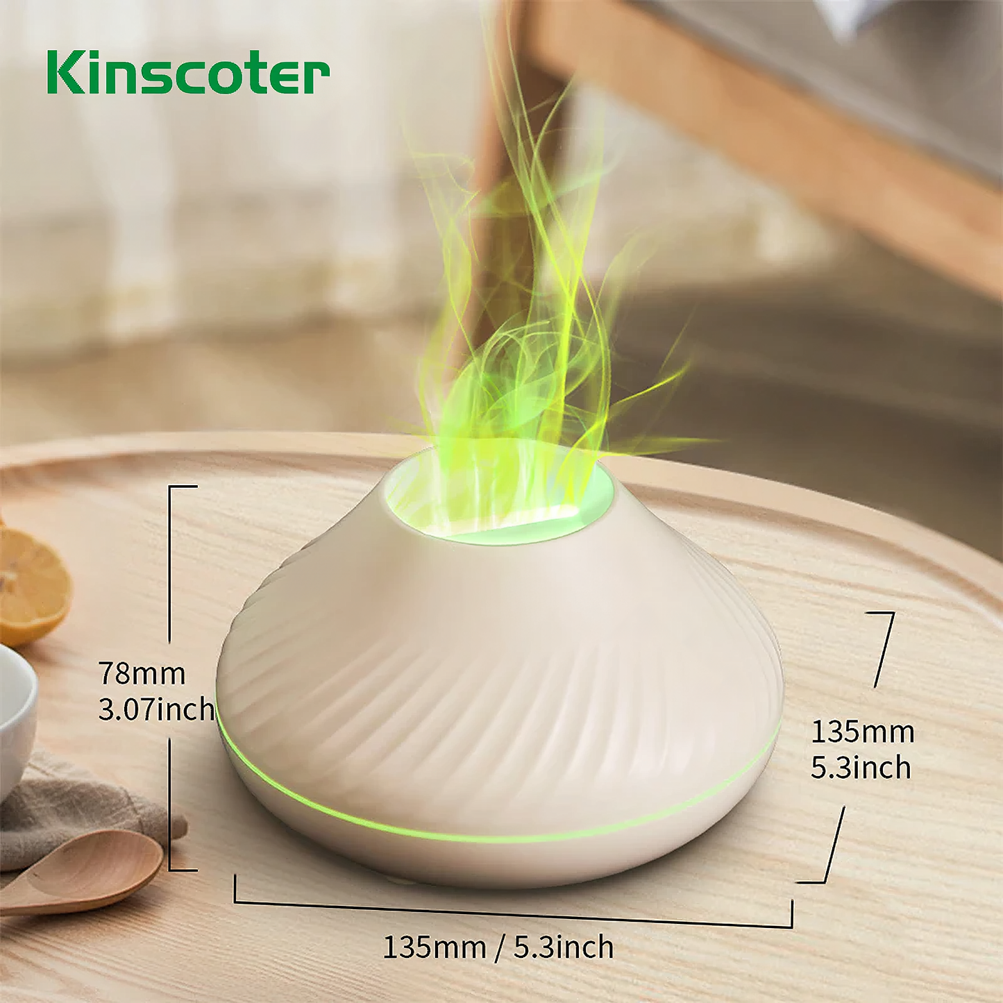 Kinscoter Flame Aroma Diffuser 130 ml | Vlameffect & Sfeerverlichting