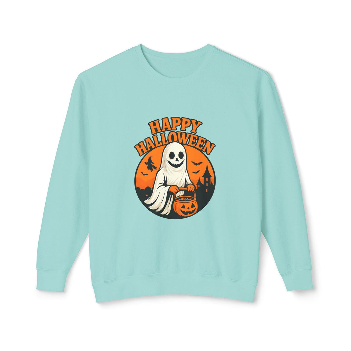 Happy Halloween Unisex Lightweight Crewneck Sweatshirt, Fall Fashion, Halloween Gift, Cozy Sweater, Casual Wear, Holiday Apparel