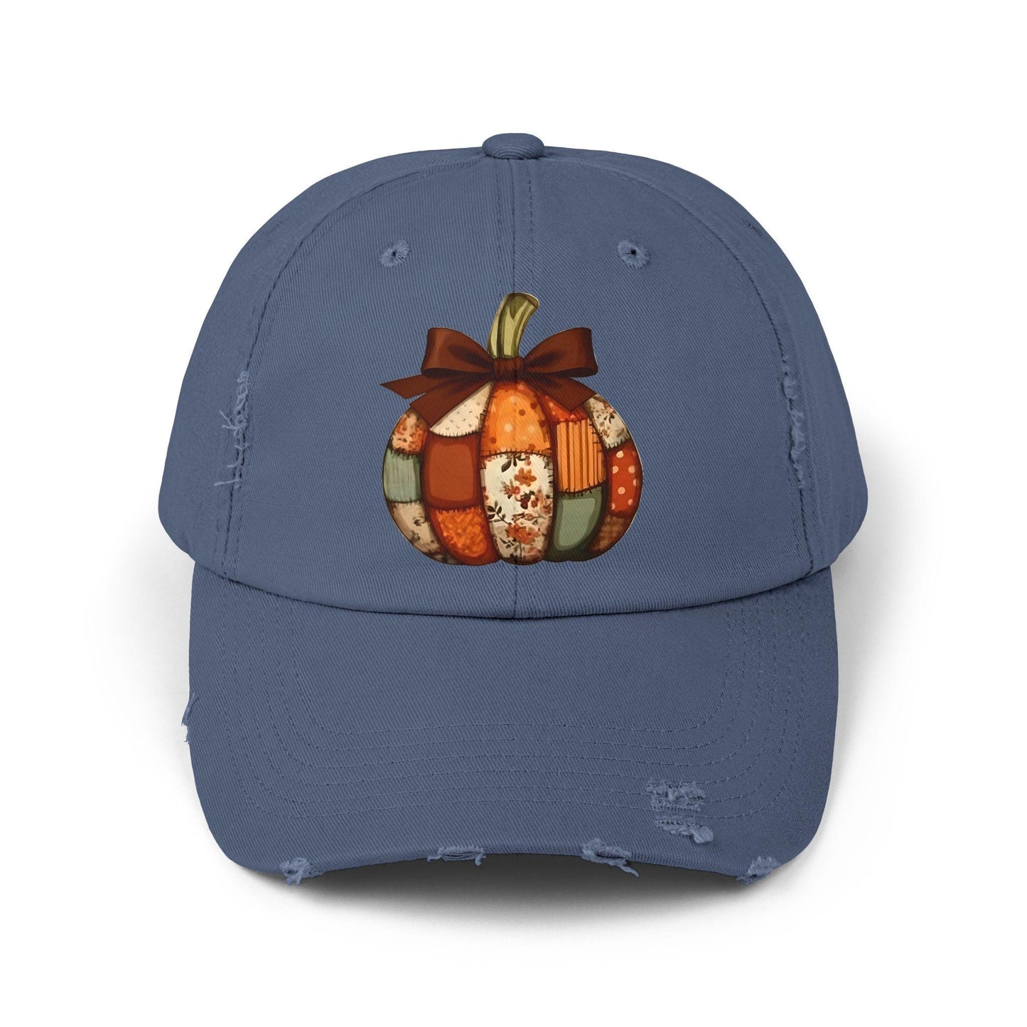 Autumn Pumpkin Distressed Cap, Fall Fashion Hat, Thanksgiving Gift, Casual Outdoor Cap, Cute Pumpkin Patch Accessory