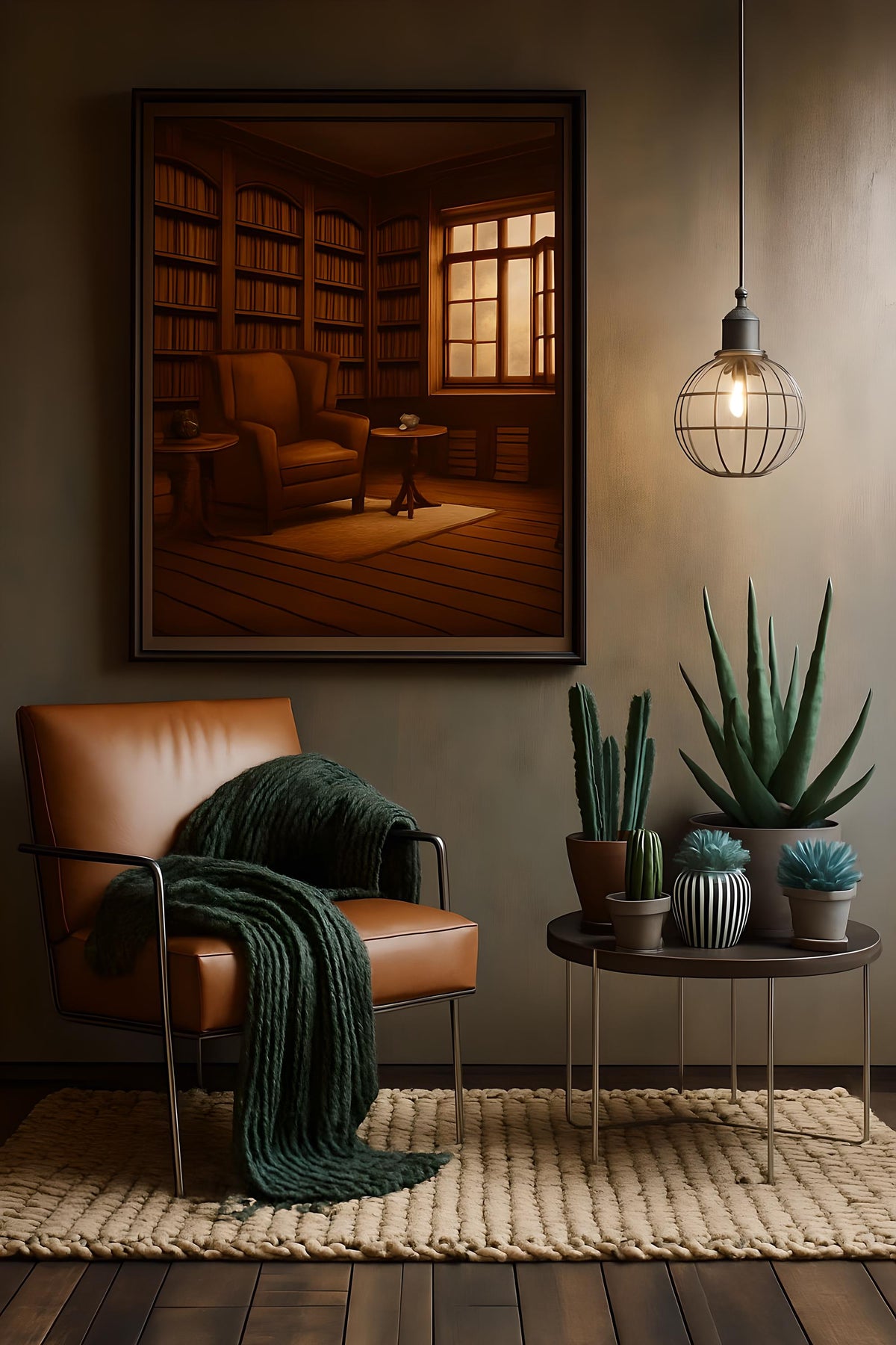 Cozy Library Reading Nook Illustration