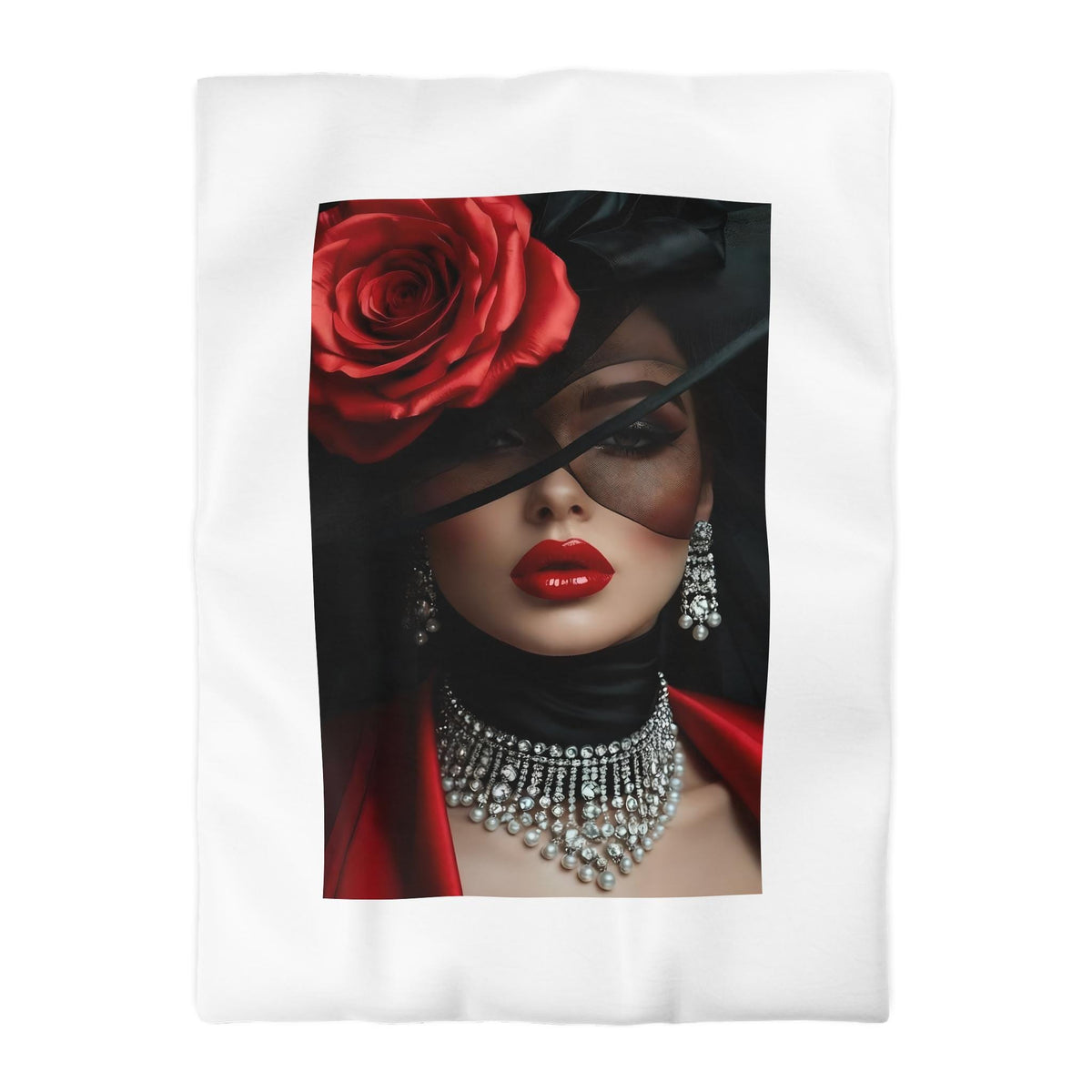 Elegant Woman In Glamorous Pose, Elegant Rose Duvet Cover, Glamorous Home Decor, Bedroom Makeover, Chic Bedding,