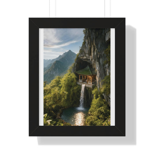Mountain Retreat Framed Poster | Nature Wall Art, Home Decor, Gift for Nature Lovers, Tranquil Living Space, Landscape Print
