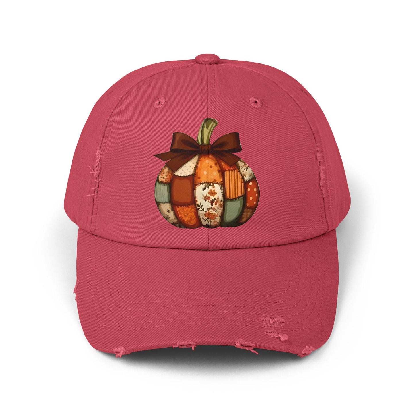 Autumn Pumpkin Distressed Cap, Fall Fashion Hat, Thanksgiving Gift, Casual Outdoor Cap, Cute Pumpkin Patch Accessory