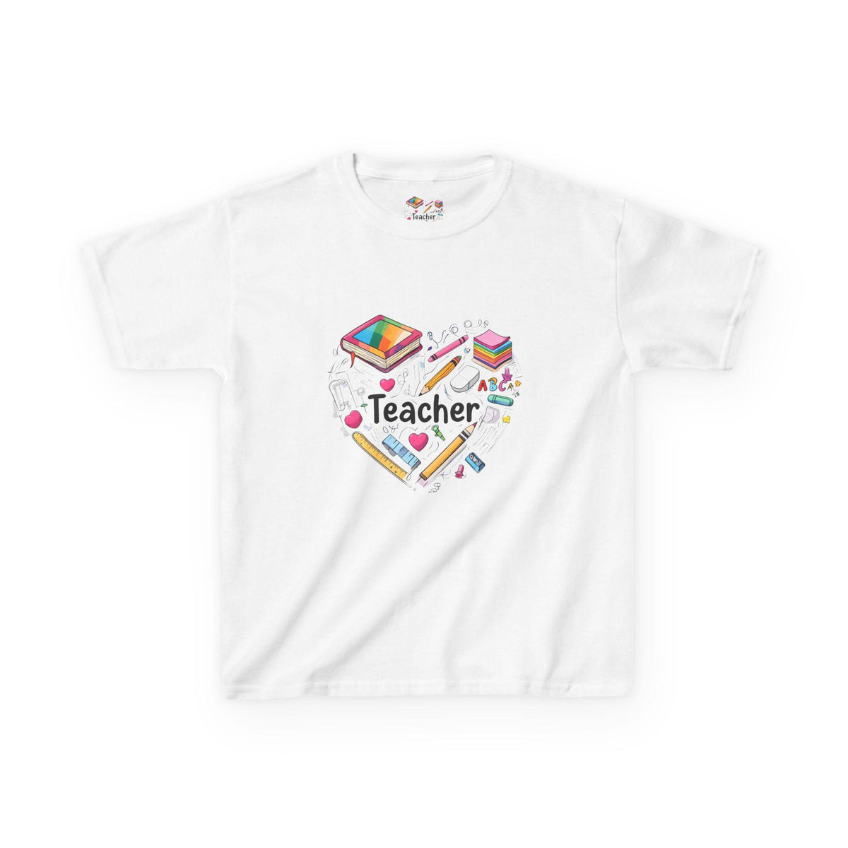 Teacher's Heart Kids Tee, Gift for Teachers, Back to School Shirt, Educational Apparel, Kids Cotton T-Shirt
