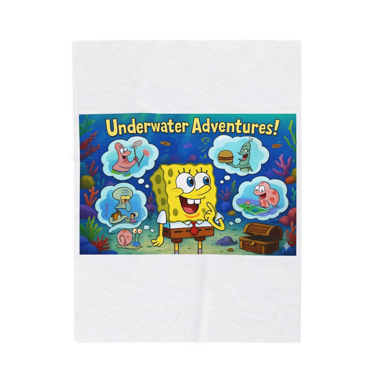 SpongeBob Underwater Adventures Plush Blanket | Cozy Kids Throw, Fun Nursery Decor, Cartoon Gift, Soft Couch Cover, Beach Vibes