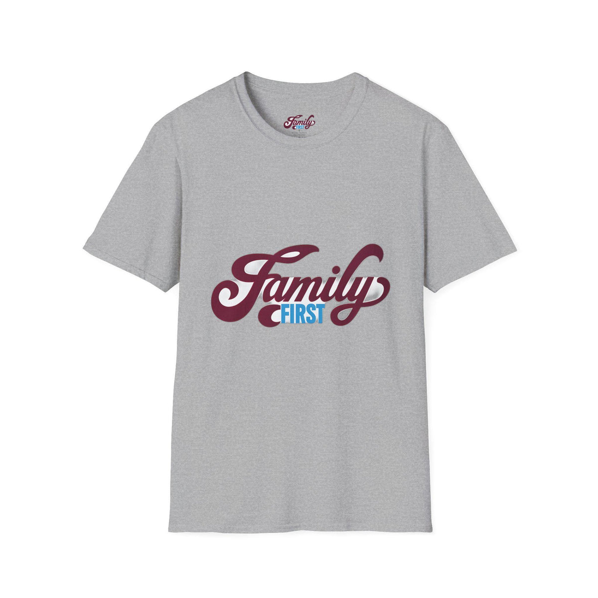 Family First Unisex Softstyle T-Shirt, Family Reunion Shirt, Gift for Parents, Comfortable Casual Wear, Ideal for Holidays, Family Events