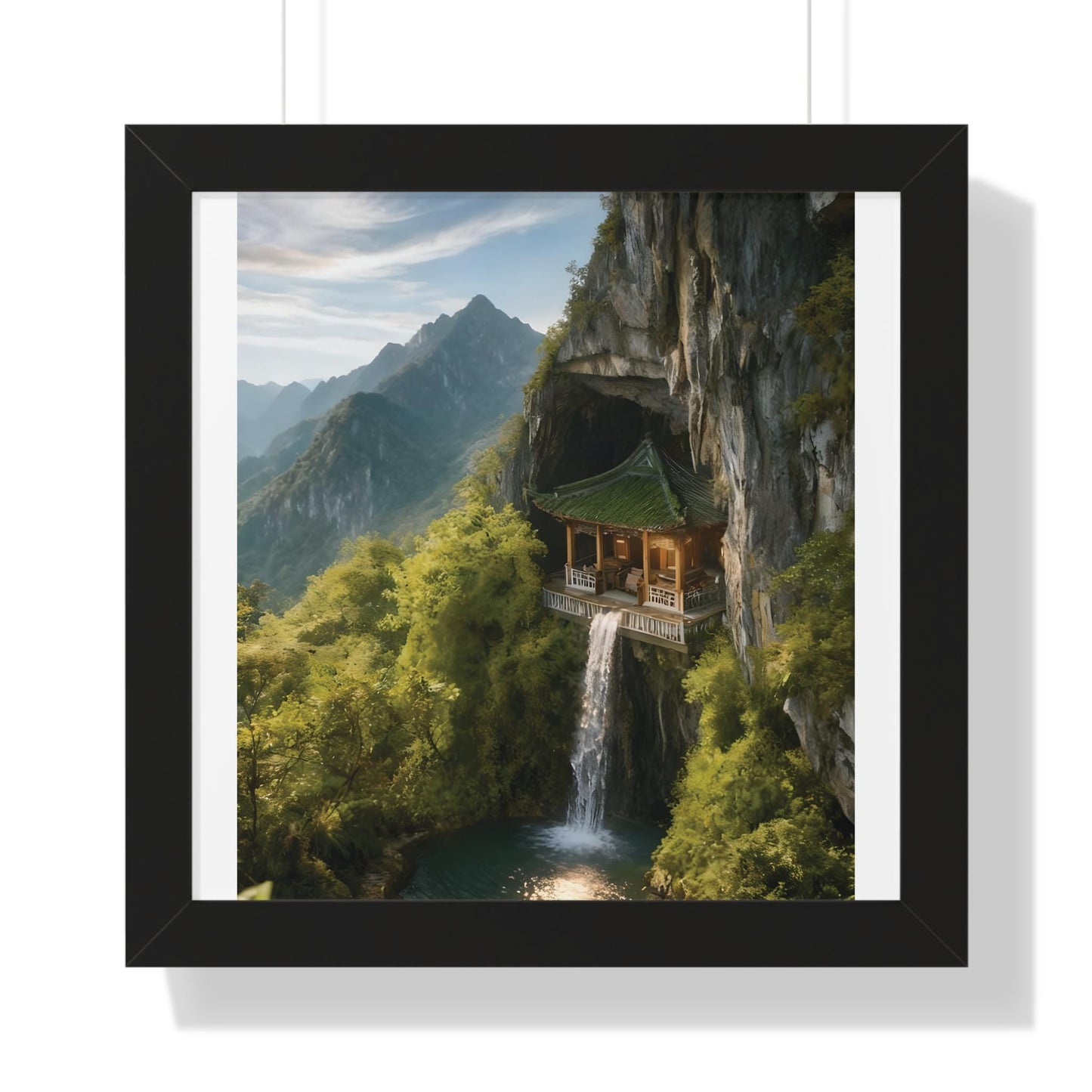 Mountain Retreat Framed Poster | Nature Wall Art, Home Decor, Gift for Nature Lovers, Tranquil Living Space, Landscape Print