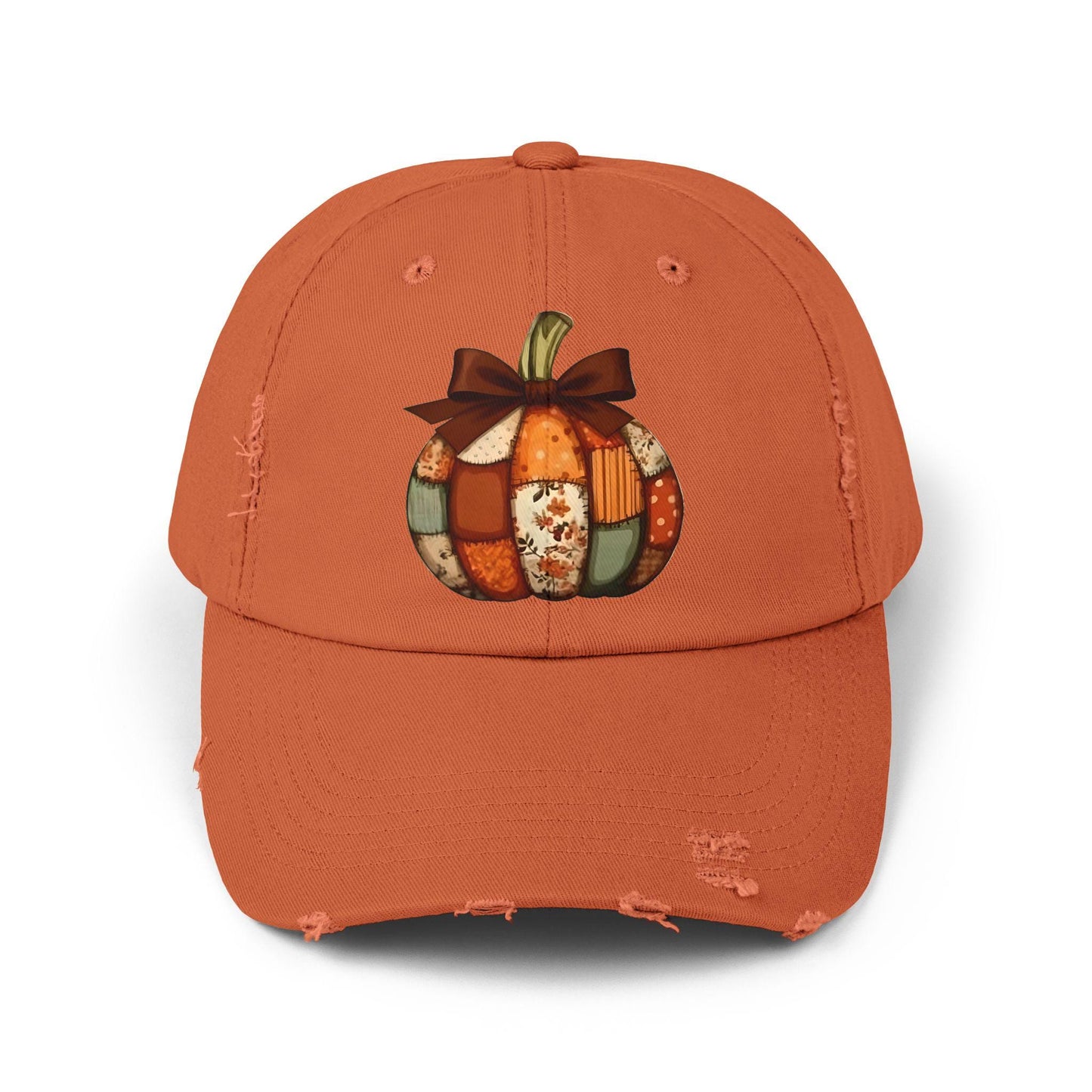 Autumn Pumpkin Distressed Cap, Fall Fashion Hat, Thanksgiving Gift, Casual Outdoor Cap, Cute Pumpkin Patch Accessory