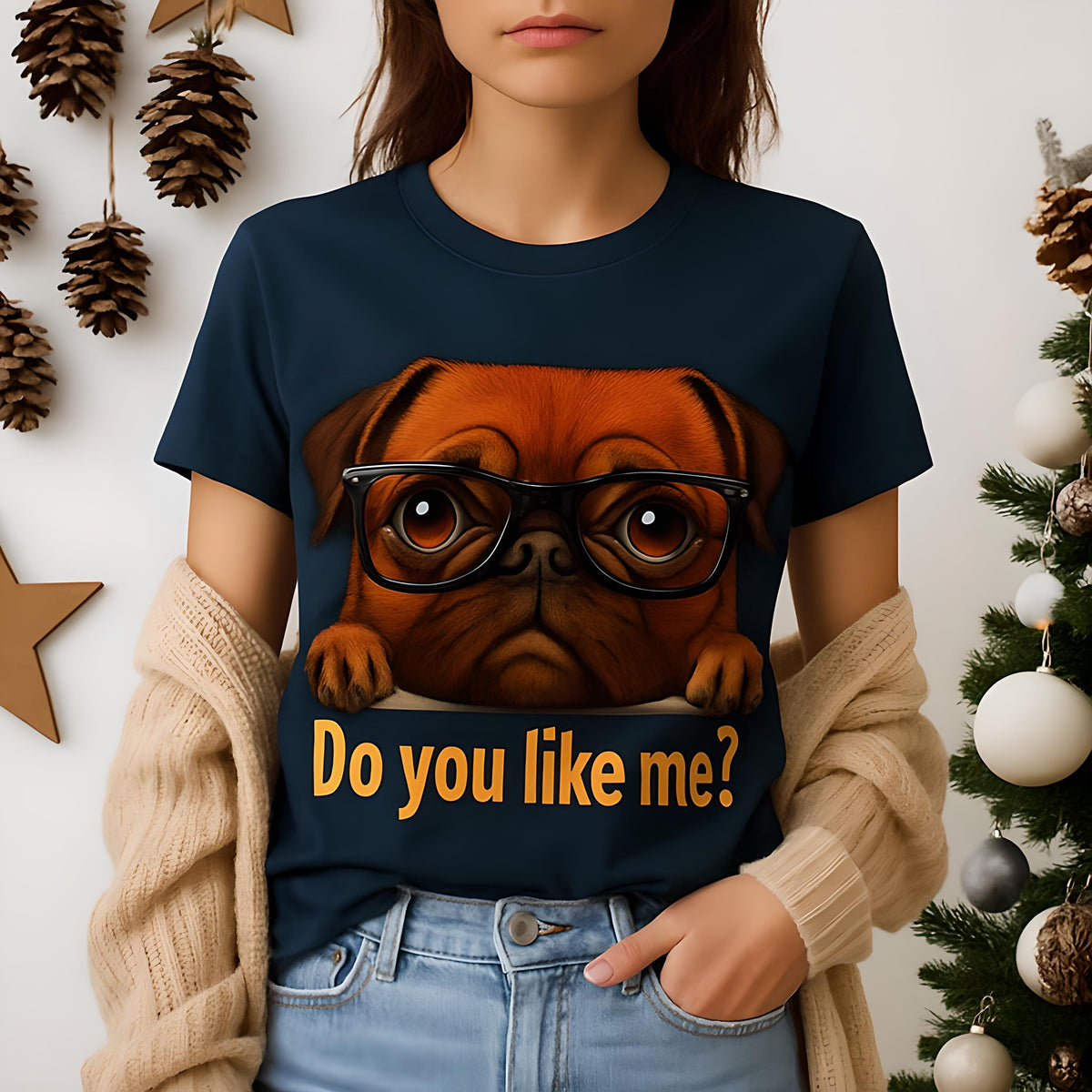 Adorable Pug with Glasses