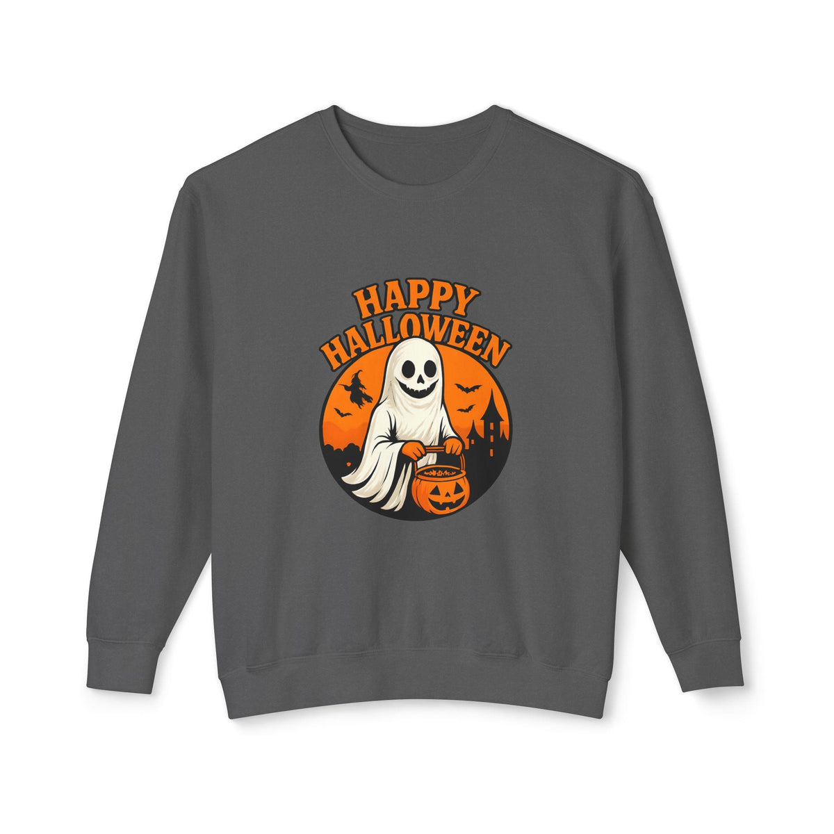 Happy Halloween Unisex Lightweight Crewneck Sweatshirt, Fall Fashion, Halloween Gift, Cozy Sweater, Casual Wear, Holiday Apparel
