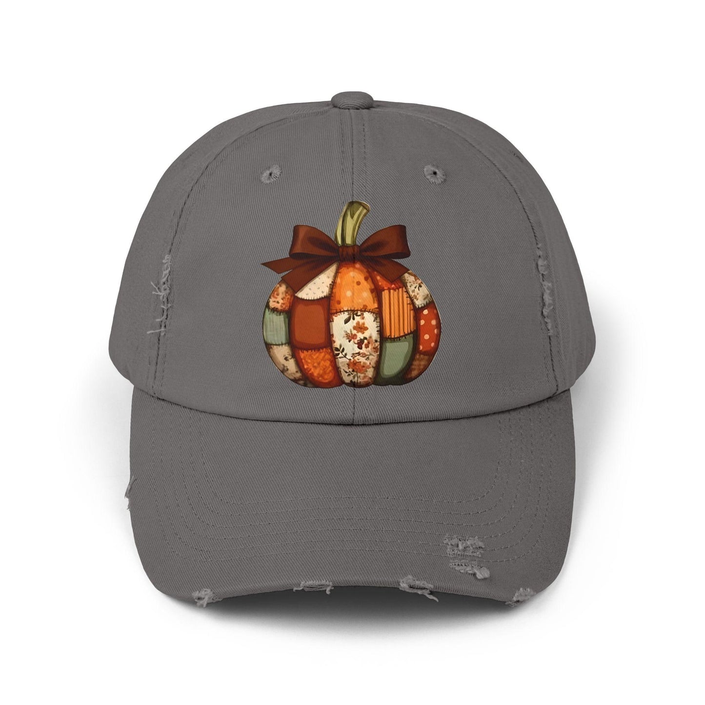 Autumn Pumpkin Distressed Cap, Fall Fashion Hat, Thanksgiving Gift, Casual Outdoor Cap, Cute Pumpkin Patch Accessory
