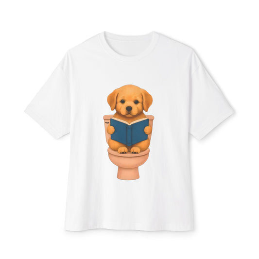 Funny Dog Reading Tee, Unisex Oversized Boxy Tee, Cute Pet Shirt, Gift for Dog Lovers, Casual Graphic Tee, Pet-Themed Apparel
