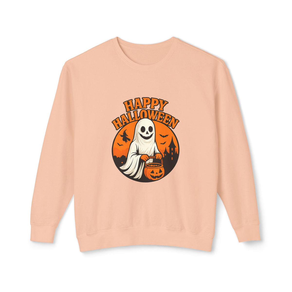 Happy Halloween Unisex Lightweight Crewneck Sweatshirt, Fall Fashion, Halloween Gift, Cozy Sweater, Casual Wear, Holiday Apparel
