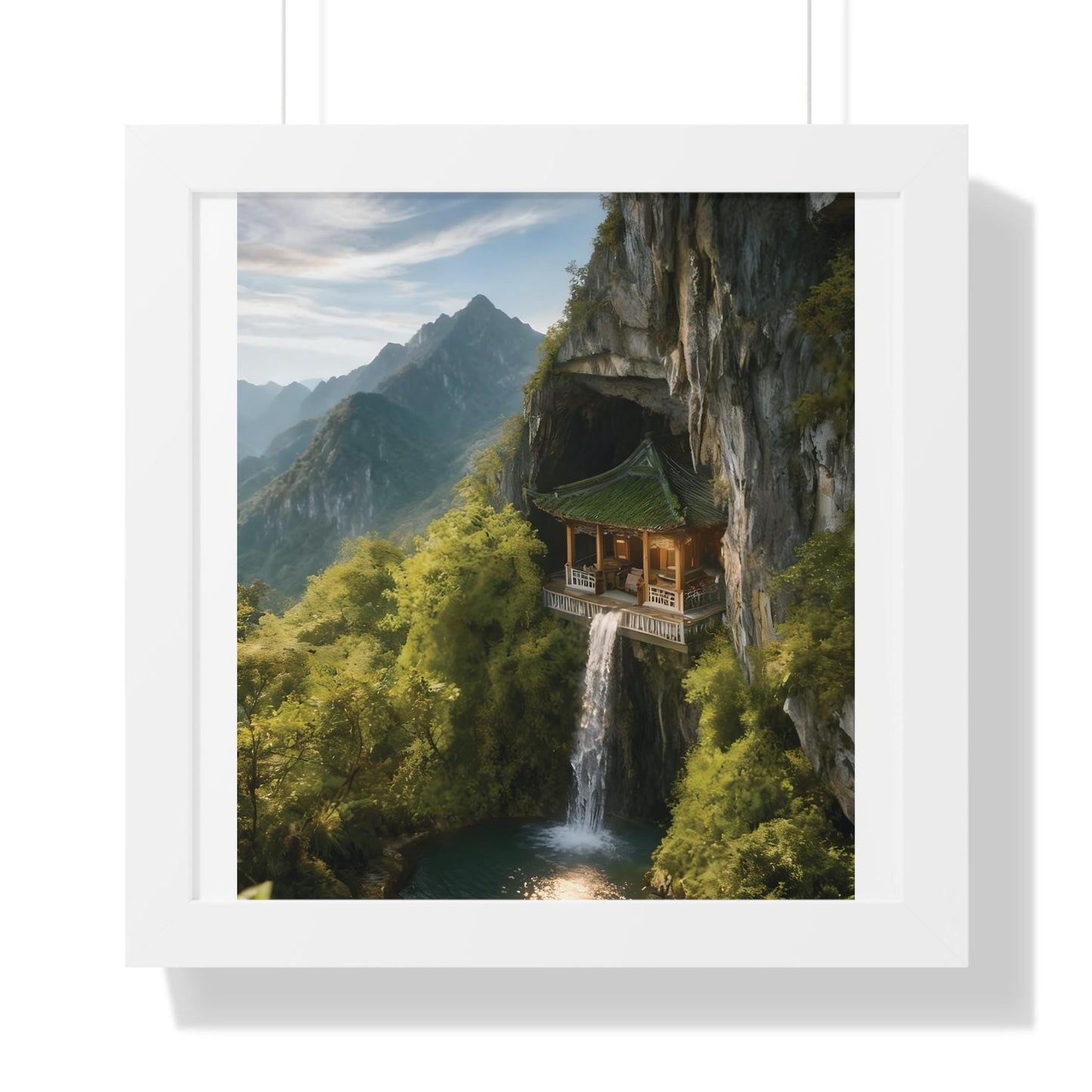 Mountain Retreat Framed Poster | Nature Wall Art, Home Decor, Gift for Nature Lovers, Tranquil Living Space, Landscape Print