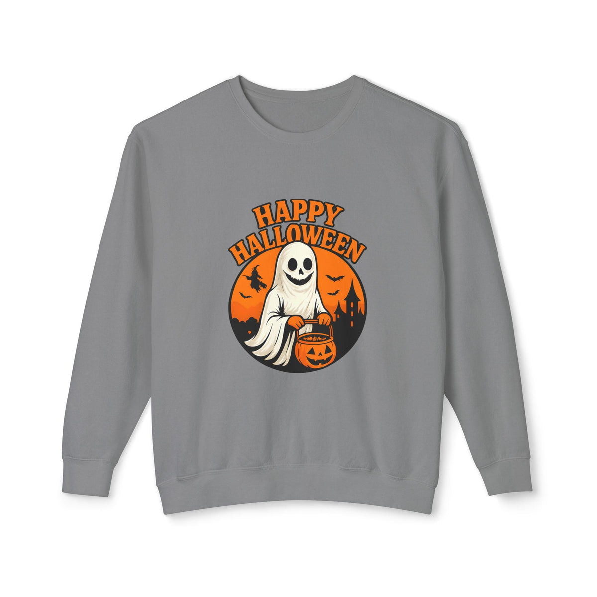Happy Halloween Unisex Lightweight Crewneck Sweatshirt, Fall Fashion, Halloween Gift, Cozy Sweater, Casual Wear, Holiday Apparel