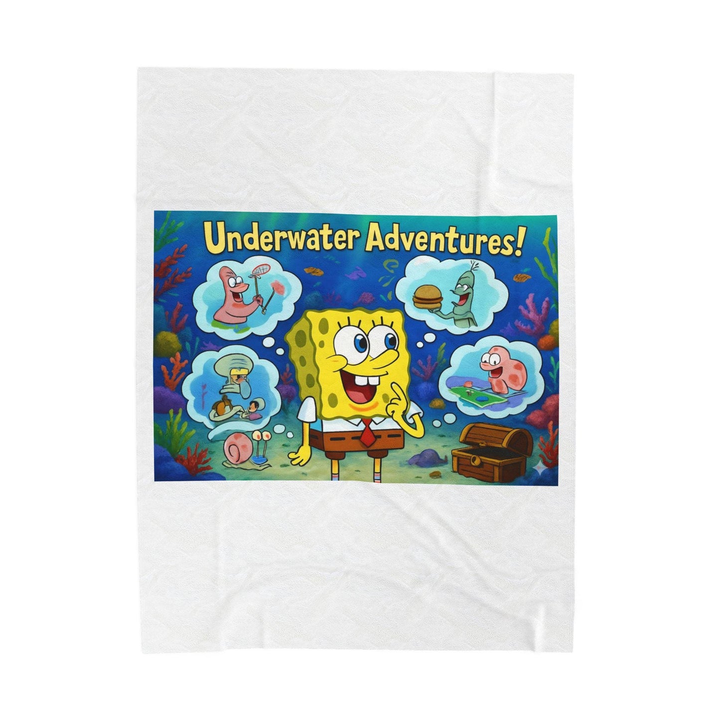 SpongeBob Underwater Adventures Plush Blanket | Cozy Kids Throw, Fun Nursery Decor, Cartoon Gift, Soft Couch Cover, Beach Vibes