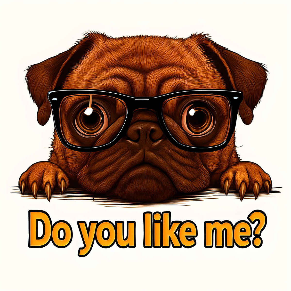 Adorable Pug with Glasses