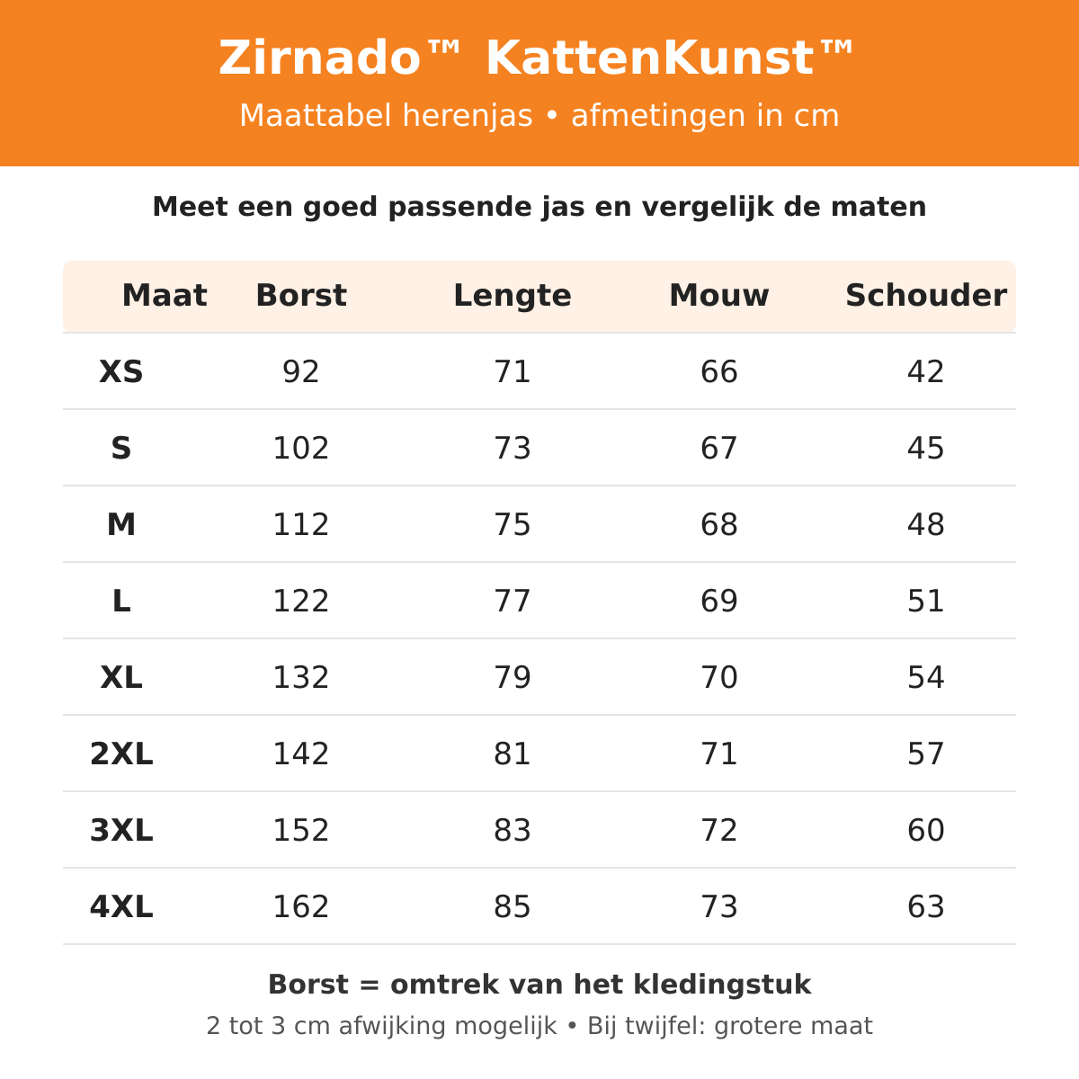 Zirnado™ KattenKunst™ Herenjas met Capuchon
