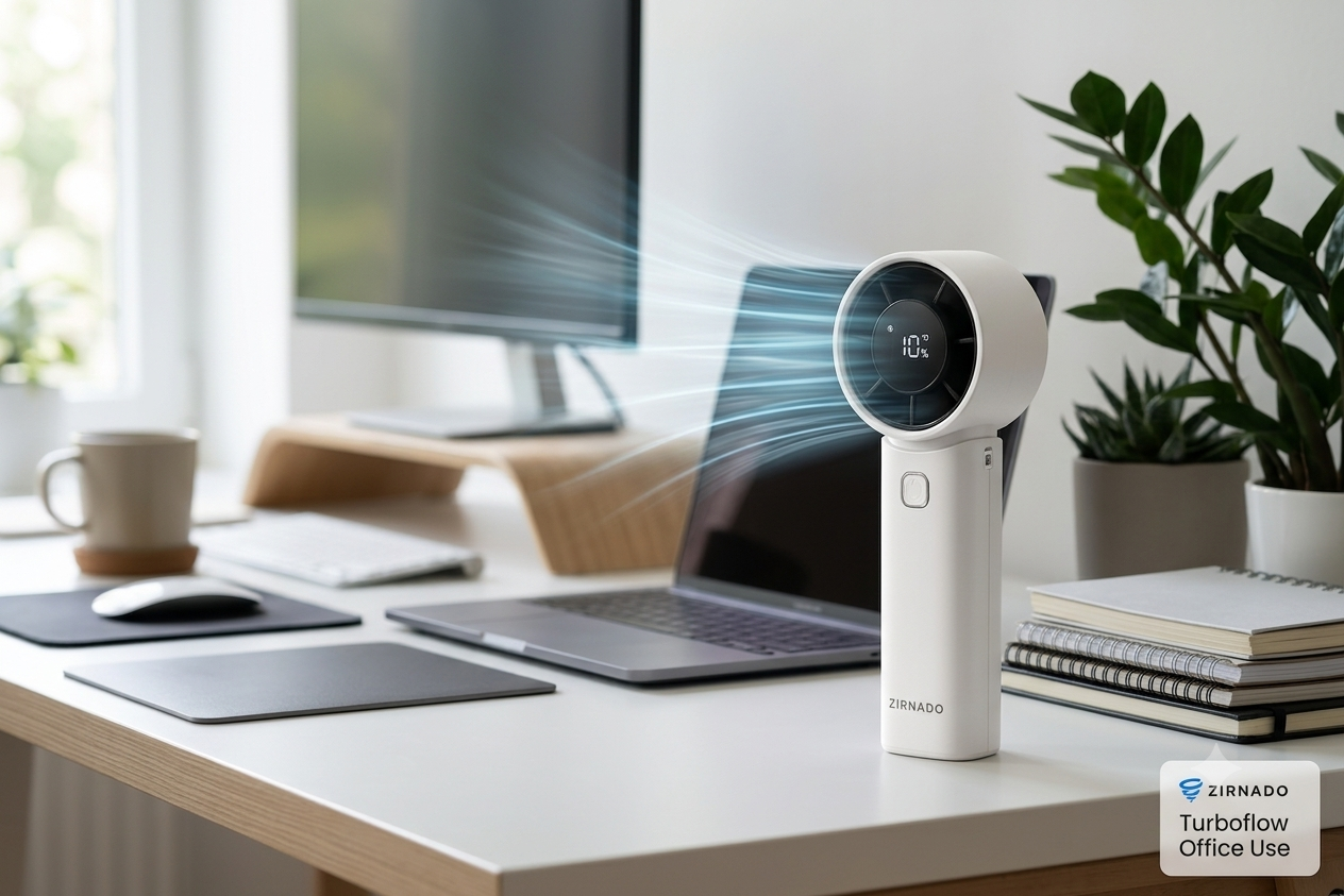 Zirnado™ TurboFlow™ – Oplaadbare Handventilator met Mistfunctie | 3 Snelheden | USB-C